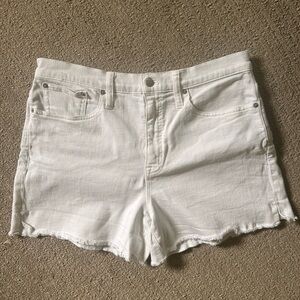 White Frayed Hem Shorts